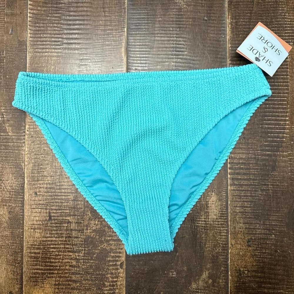 Shade and Shore Blue Bikini Bottoms Mid Rise High Leg Cheeky